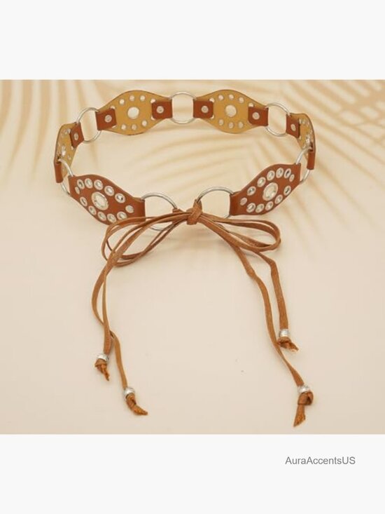 Vintage Punk Rivet PU Leather Belt with Tassel main image 5